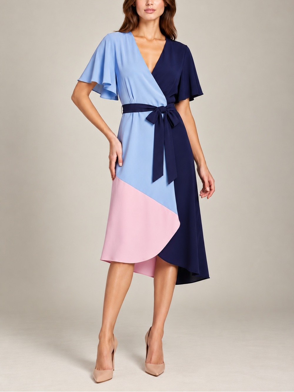 HUTCH x ANTHROPOLOGIE Colorblock Short Sleeve Midi Dress